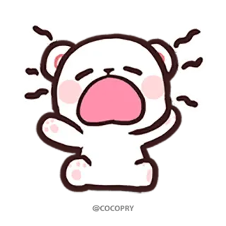🥱 ours, mignon, autocollant, dessin animé, ours blanc, pleurer, kawaii whatsapp sticker