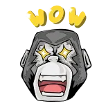 ✨ WOW Affe, Gorilla, Wow, Sterne, Meme, Tier, Cartoon telegram sticker
