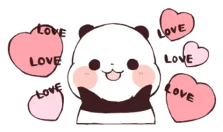 ❤ LOVE lindo, amor, corazón, kawaii, panda telegram sticker