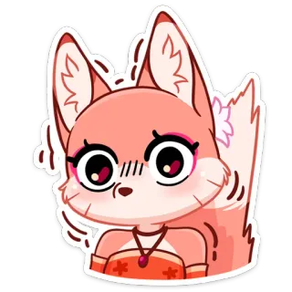😮 лиса, животное, милый, мультфильм, стикер, розовый, каваи telegram sticker