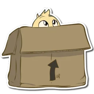 📦 UP 卡通, 盒子, 箭头, 可爱, 动物, 角色, 插图 telegram sticker