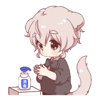 🤚 消毒 Anime, Kawaii, Désinfecter, Dessin animé, Santé, Mignon, Propre, Hygiène telegram sticker