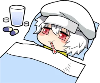 🤒 Anime, Malato, Chibi, Malattia, Cartone animato, Kawaii telegram sticker
