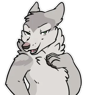 😨 wolf, antropomorf, cartoon, dier, furry telegram sticker