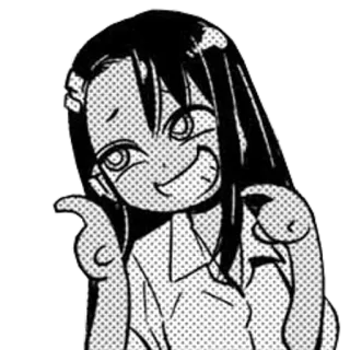 👈 Nagatoro Don't Toy with Me, Miss Nagatoro Anime, Manga, Personaje, Nagatoro, Sonriendo, Señalando, Ilustración telegram sticker
