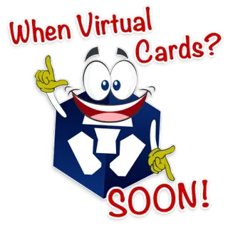 ⏳ When Virtual Cards? SOON! cartões virtuais, pergunta, em breve, desenho animado, digital, tecnologia telegram sticker