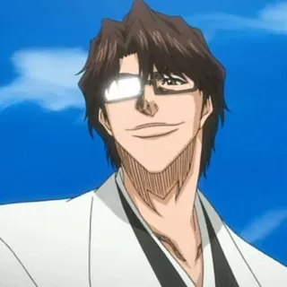 🗿 Sosuke Aizen Bleach Anime, Mangá, Óculos, Aizen, Bleach, Personagem telegram sticker