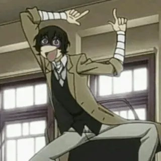 🤪 Osamu Dazai Bungo Stray Dogs Anime, Divertido, Vendajes, Manga, Pose whatsapp sticker