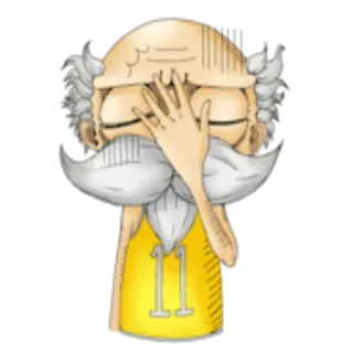 😨 old man, cartoon, character, number 11, upset, disappointed telegram sticker