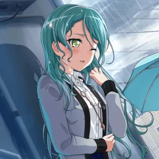 😪 chica anime, triste, llorando, lluvia, paraguas telegram sticker