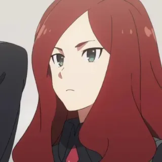🐚 anime, woman, red hair, serious, portrait telegram sticker