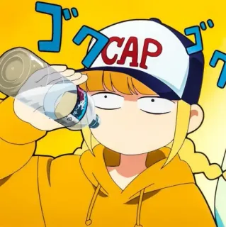 😨 CAP anime, kartun, minum, topi, soda whatsapp sticker