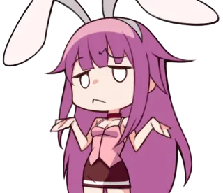 😒 Anime, Gadis, Telinga kelinci, Bingung, Rambut merah muda, Chibi, Kartun telegram sticker