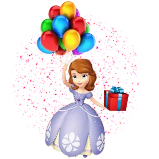 🎈 Sofia Sofia la Première, princesse, ballons, cadeau, dessin animé telegram sticker