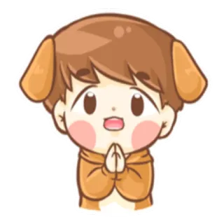 🙏 fofo, desenho animado, kawaii, cachorro, chibi, filhote, animal telegram sticker