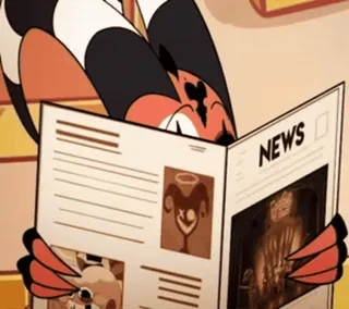 👀 NEWS periódico, dibujo animado, lectura, demonio whatsapp sticker