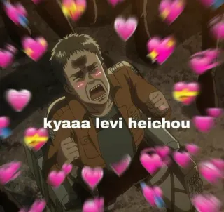 🥰 Levi Heichou Attack on Titan kyaaa levi heichou anime, attack on titan, levi, levi heichou, hearts, fan art, meme whatsapp sticker
