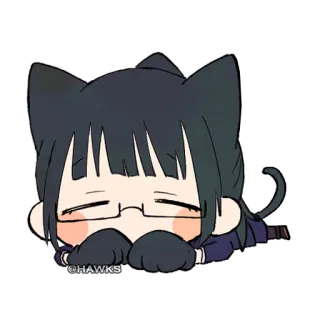 😴 ©HAWKS Anime, Katze, Brille, Chibi, Süß, Kawaii telegram sticker