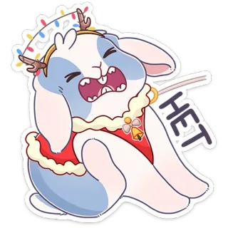 🥵 НЕТ kelinci, natal, marah, kartun, stiker telegram sticker