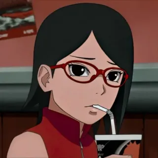 🌌 Sarada Uchiha Boruto Sarada Uchiha, Boruto, anime, glasses, drinking, cartoon telegram sticker
