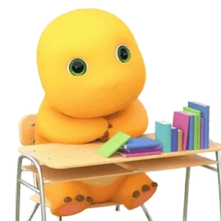 😊 dinosauro, cartone animato, scrivania, libri, istruzione, studente whatsapp sticker