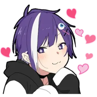 🥰 anime, vtuber, character, cute, heart, purple hair, blush telegram sticker