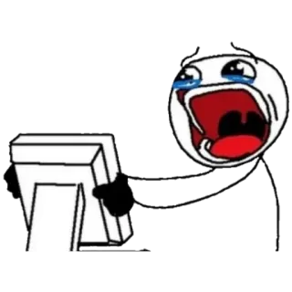 😮 crying, meme, stick figure, sad, funny whatsapp sticker