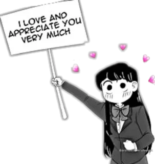🥰 Komi Shouko Komi Can't Communicate I LOVE AND APPRECIATE YOU VERY MUCH Komi Can't Communicate, Komi Shouko, Anime, Waardering, Liefde, Hart, Teken, Manga whatsapp sticker