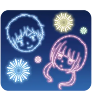 🔆 cặp đôi, pháo hoa, anime, phát sáng, dễ thương, neon telegram sticker