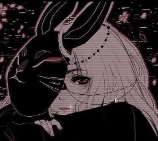 🖤 Anime, Máscara, Coelho, Menina, Triste, Estético telegram sticker