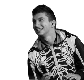 🙂 Tyler Joseph zanger, Twenty One Pilots, skelet, microfoon, muziek telegram sticker