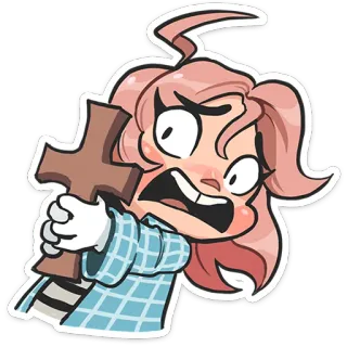 😨 Cartone animato, Spaventato, Croce, Religioso telegram sticker