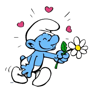 💐 Smurf การ์ตูน, สเมิร์ฟ, น่ารัก, ดอกไม้, หัวใจ whatsapp sticker