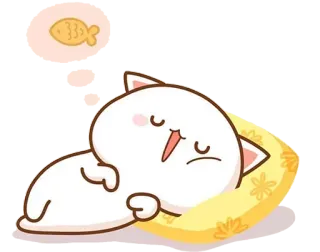 😌 Katze, Schlaf, Traum, Fisch, Tier telegram sticker
