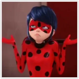 💁 Ladybug Miraculous: Tales of Ladybug & Cat Noir 슈퍼히어로, 만화, 소녀, 무당벌레, 어깨 으쓱 whatsapp sticker