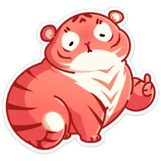 👍 tigre, animal, fofo, desenho animado, mamífero, adesivo, joinha whatsapp sticker