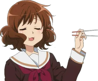 ☺️ Anime, Mädchen, Essen, Essstäbchen telegram sticker