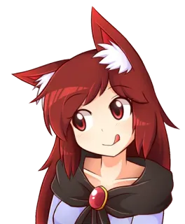 😋 anime, manga, fox girl, cute, red hair, kawaii, sticker telegram sticker
