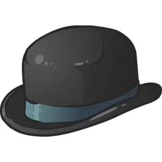 😒 hat, bowler hat, black hat, formal wear, accessory, clothing telegram sticker