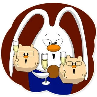 😀 cartoon, animal, bunny, bears, celebration, toast, champagne telegram sticker