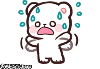 😥 @MHStickers sticker, white bear, kawaii, cute, sweat, anxious whatsapp sticker
