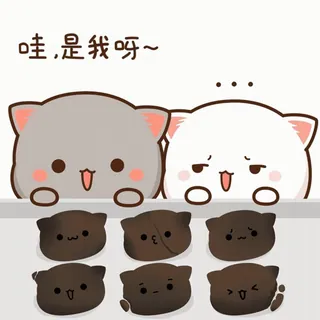 🚶 哇,是我呀~ chat, mignon, animaux, autocollant, emoji, illustration telegram sticker