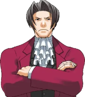 😠 Miles Edgeworth Ace Attorney 検察官, 真剣, 自信, ゲームキャラクター, 弁護士 telegram sticker