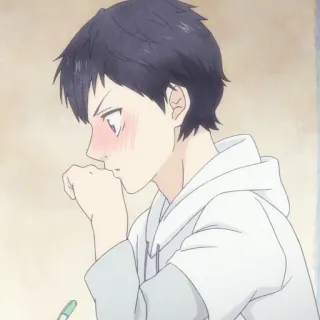 🍘 Аниме, Парень, Толстовка, Румянец, Портрет telegram sticker