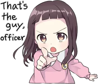 👮‍♀️ That's the guy, officer Anime, Oficial, Chibi, Apontando, Menina, Kawaii telegram sticker