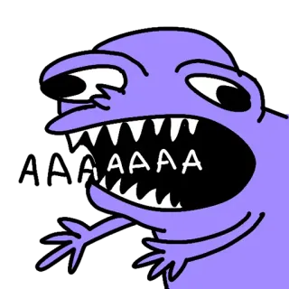 😱 AAAA ungu, monster, berteriak, kartun, ekspresi, gigi telegram sticker