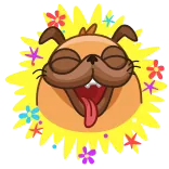😄 개, 행복, 귀여운, 만화, 동물, 애완 동물, 꽃, 기쁨 telegram sticker