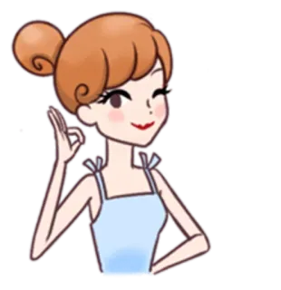 👌 mulher, desenho animado, gesto ok, ilustração, alegre telegram sticker
