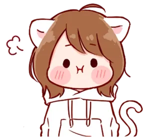 😤 gatto, orecchie, carino, anime, ragazza, arrossire telegram sticker