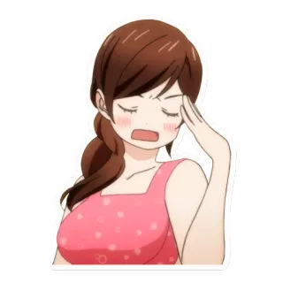 🤦‍♀️ Anime, Kobieta, Ból głowy, Stres, Zmęczona, Kreskówka telegram sticker